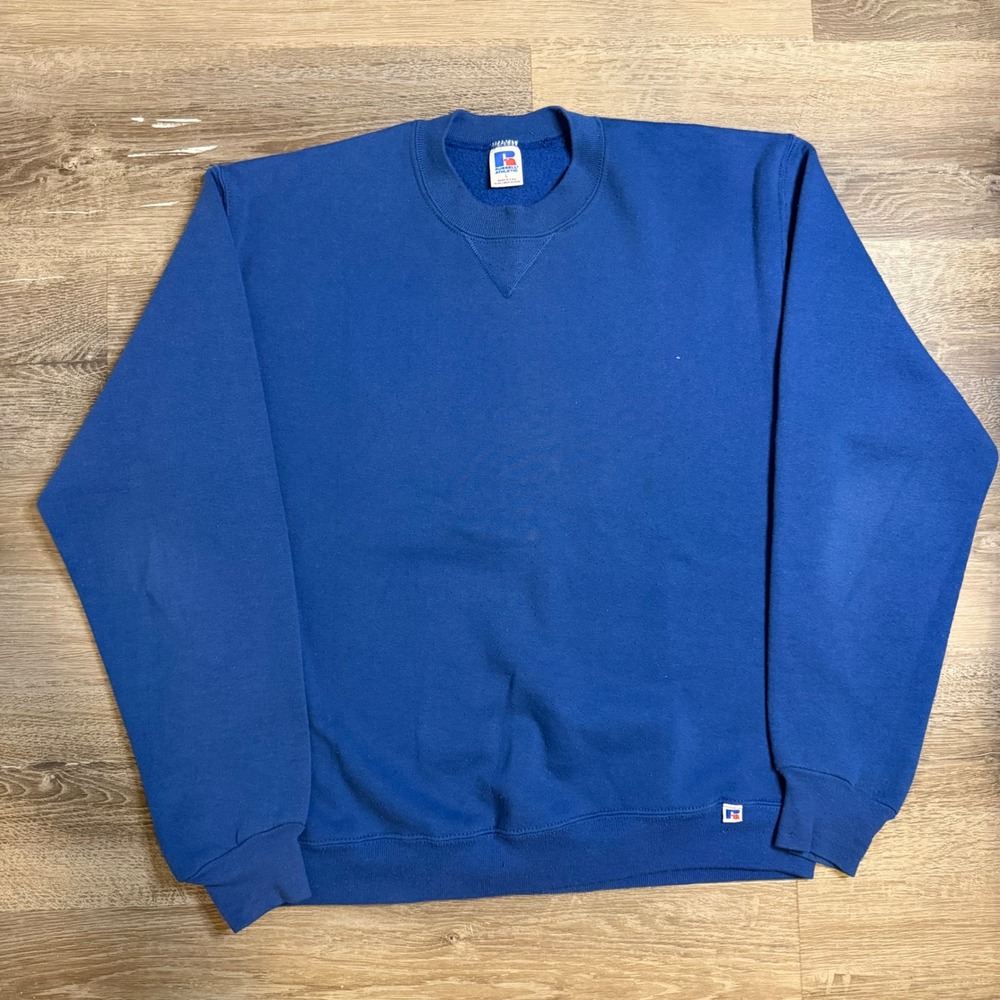 Vintage 90s Russell Athletic Royal Blue Crewneck Sweatshirt Made in USA Mens L